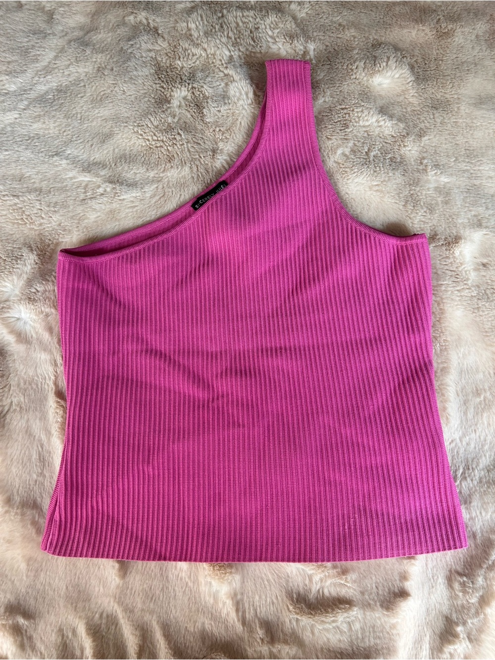 Sincerely Jules One-Shoulder Ribbed Tank - Fuchsia Pink